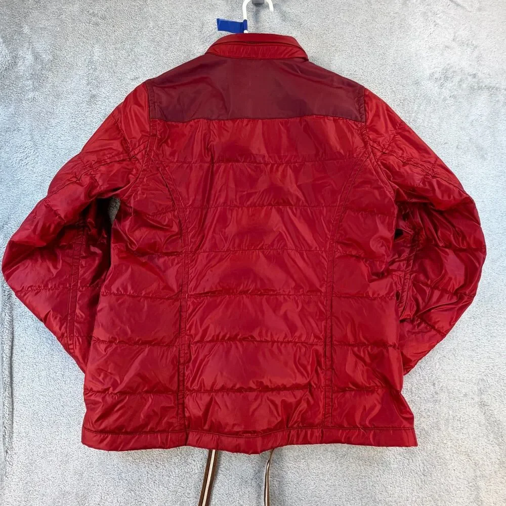Coach Reversible Puffer Jacket Women S Stowaway Hood Red Brown Floral MSRP $500
